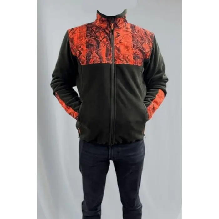 HUNTER ORMAN DESEN ÇULLUK BASKILI GARNİLİ TAM FERMUARLI DİK YAKA POLAR