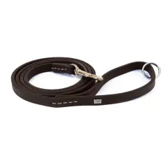 Doggie Eğitim Serisi Yağlı Gerçek Deriden El Yapımı Eğitim Köpek Gezdirme Kayışı 1,1x180cm - Oil Brown