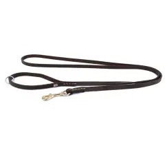 Doggie Eğitim Serisi Yağlı Gerçek Deriden El Yapımı Eğitim Köpek Gezdirme Kayışı 1,4x180cm - Oil Brown