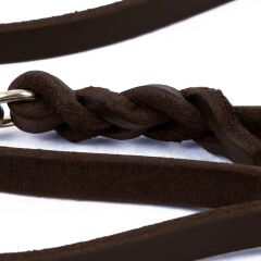 Doggie Eğitim Serisi Örgülü Model Yağlı Gerçek Deriden El Yapımı Eğitim Köpek Gezdirme Kayışı 1,4x180cm - Oil Brown