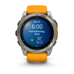 fenix 8 - 51 mm, AMOLED Sapphire, Titanyum Turuncu/Grafit Kayışlı