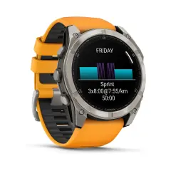 fenix 8 - 51 mm, AMOLED Sapphire, Titanyum Turuncu/Grafit Kayışlı