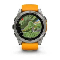 fenix 8 - 51 mm, AMOLED Sapphire, Titanyum Turuncu/Grafit Kayışlı