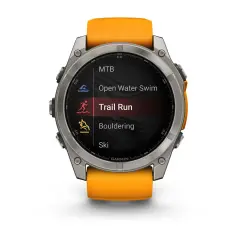fenix 8 - 51 mm, AMOLED Sapphire, Titanyum Turuncu/Grafit Kayışlı