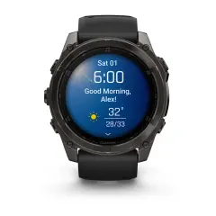 fenix 8 - 51 mm, AMOLED Sapphire, Karbon Gri DLC, Siyah/Gri Silikon Kayışlı