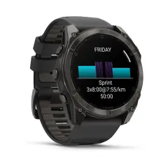 fenix 8 - 51 mm, AMOLED Sapphire, Karbon Gri DLC, Siyah/Gri Silikon Kayışlı