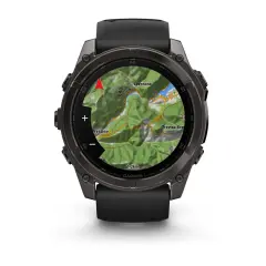fenix 8 - 51 mm, AMOLED Sapphire, Karbon Gri DLC, Siyah/Gri Silikon Kayışlı