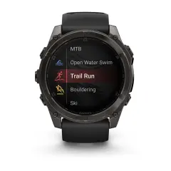 fenix 8 - 51 mm, AMOLED Sapphire, Karbon Gri DLC, Siyah/Gri Silikon Kayışlı
