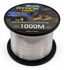 Okuma Atomic Carp Nylon Clear Color 1000m Misina 0,31 mm - 0,34 mm - 0,37 mm
