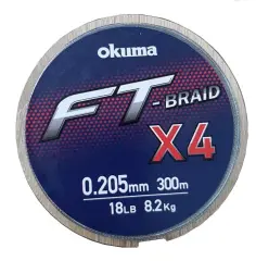 Okuma Ft-*4 Braided Line 300 mt Grey Örgü İp 0,165 mm - 0,205 mm - 0,235mm - 0,280 mm - 0,330 mm